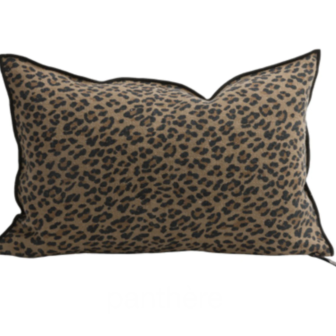 Housse de coussin en lin Wabi Sabi léopard
