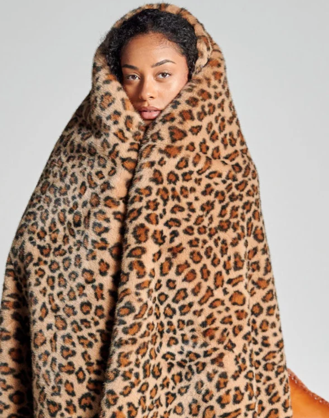 Plaid imprimé léopard en fausse fourrure