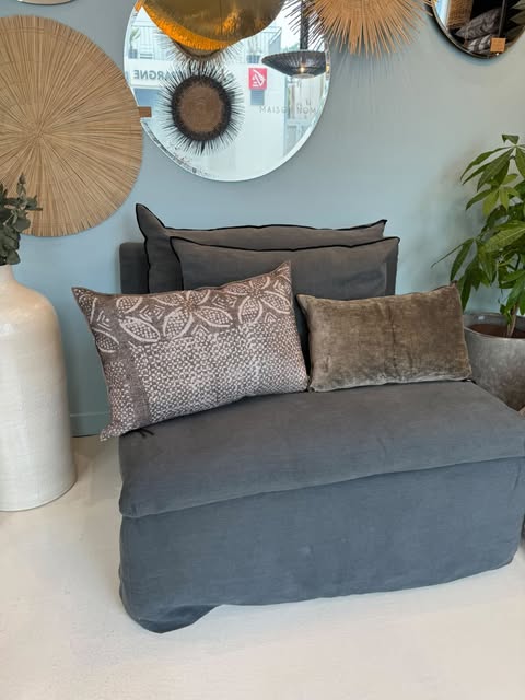 Chauffeuse Boho en lin stone washed