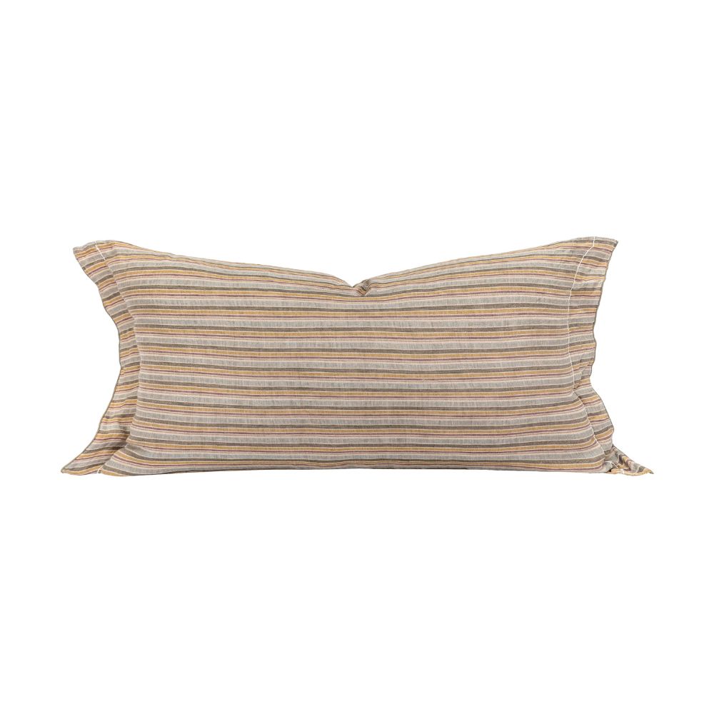 Coussin en lin à rayure