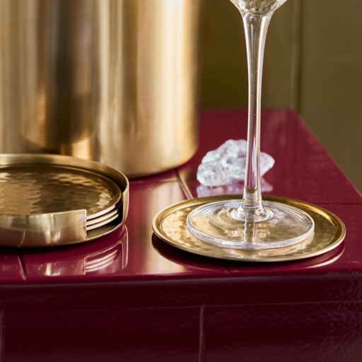 Lot de 4 Sous-verres martelés dorés
