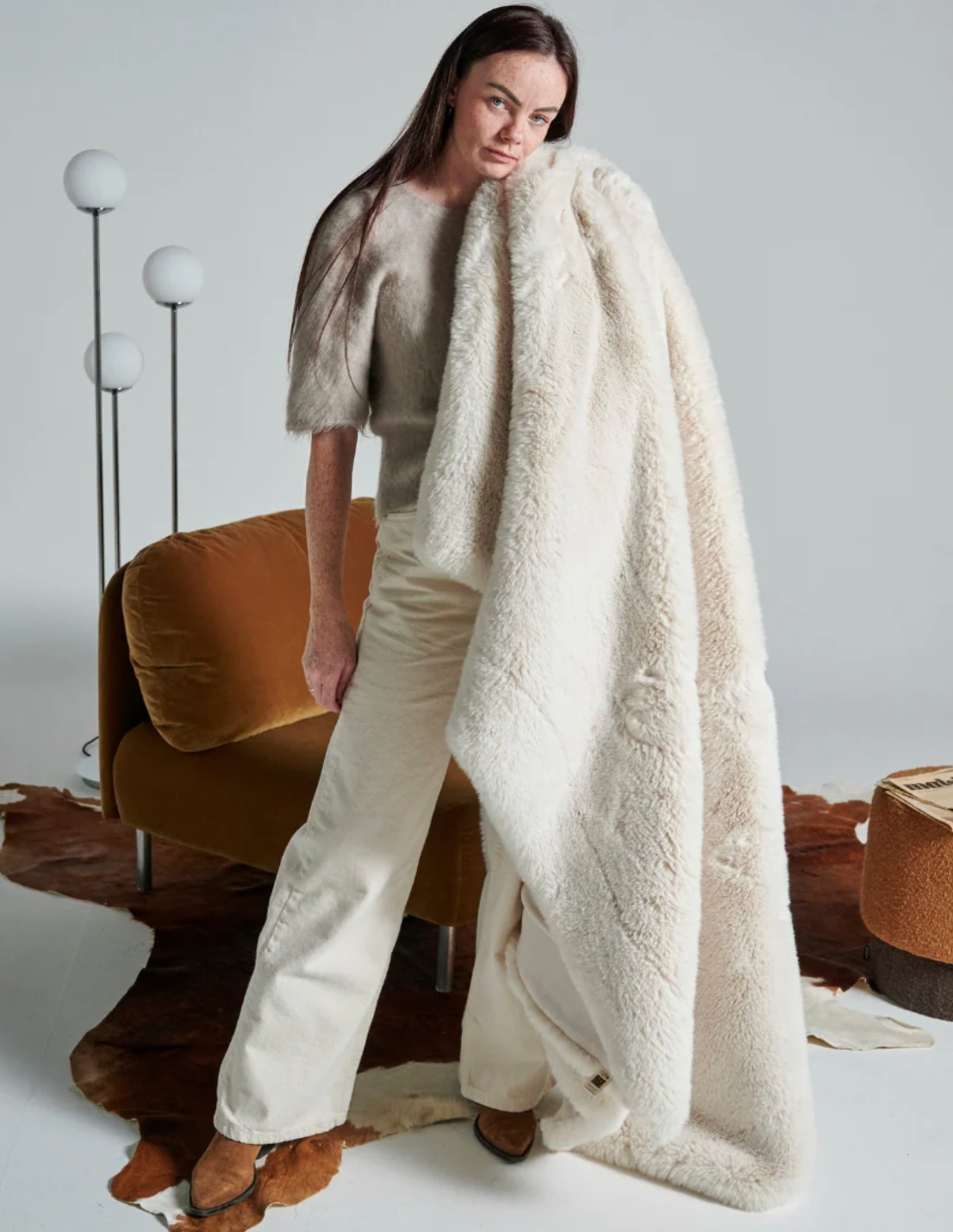 Plaid ours polaire beige