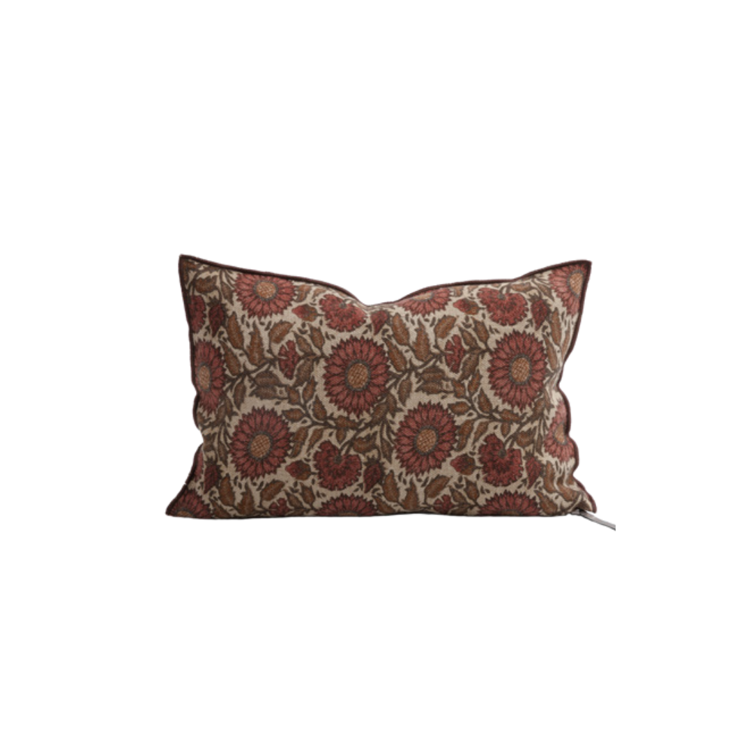 Housse de coussin lin wabi sabi imprimé tournesol - Existe en différentes variantes