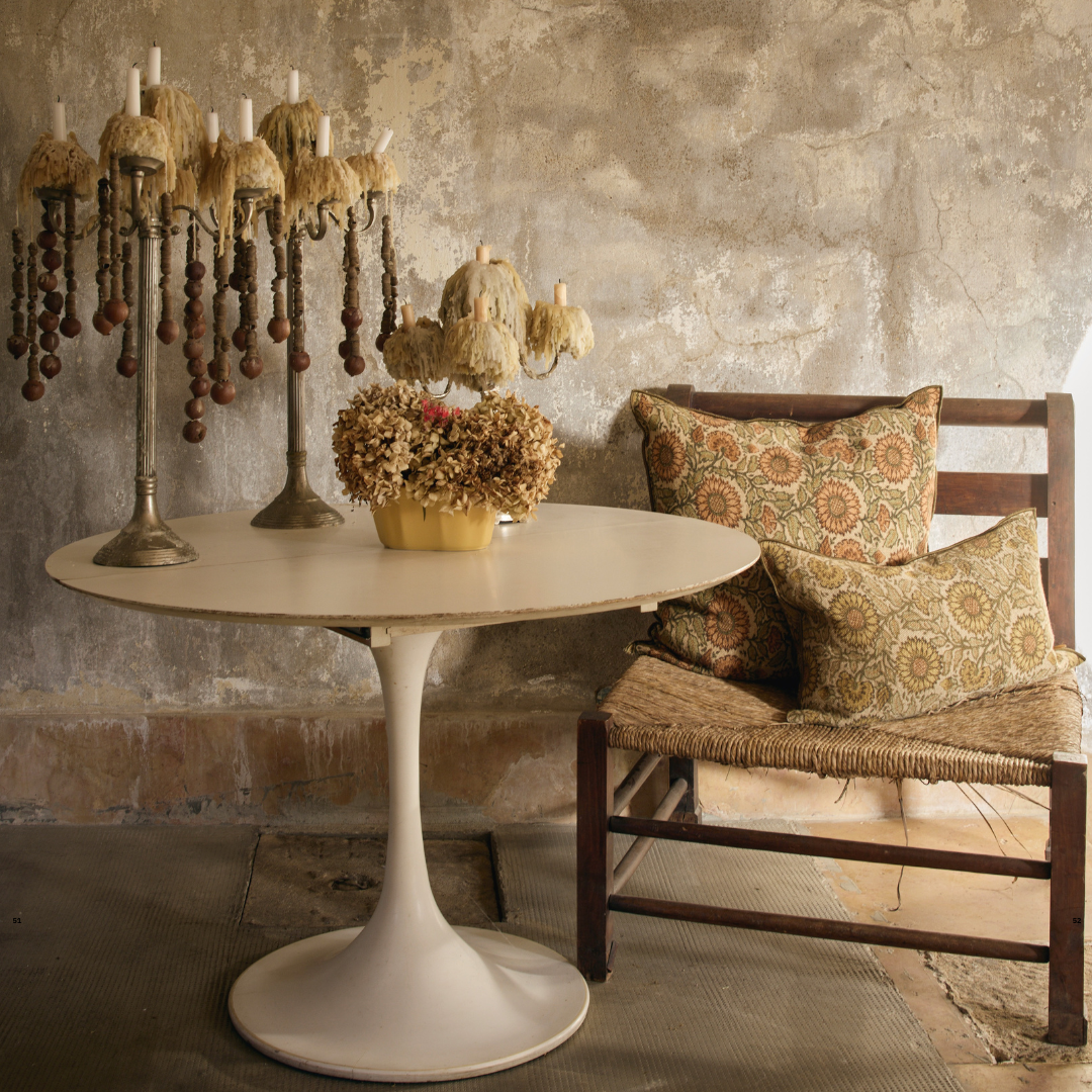 Housse de coussin lin wabi sabi imprimé tournesol - Existe en différentes variantes