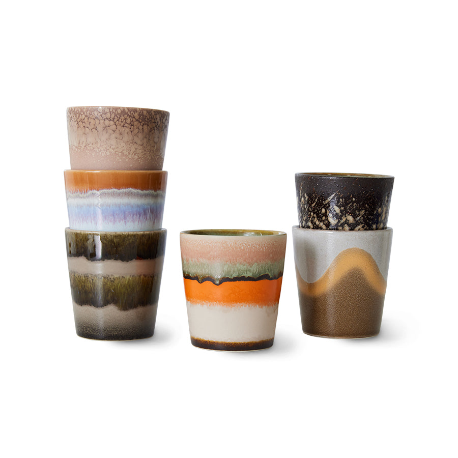 Set de 6 Mugs à Café – Collection Céramique 70s