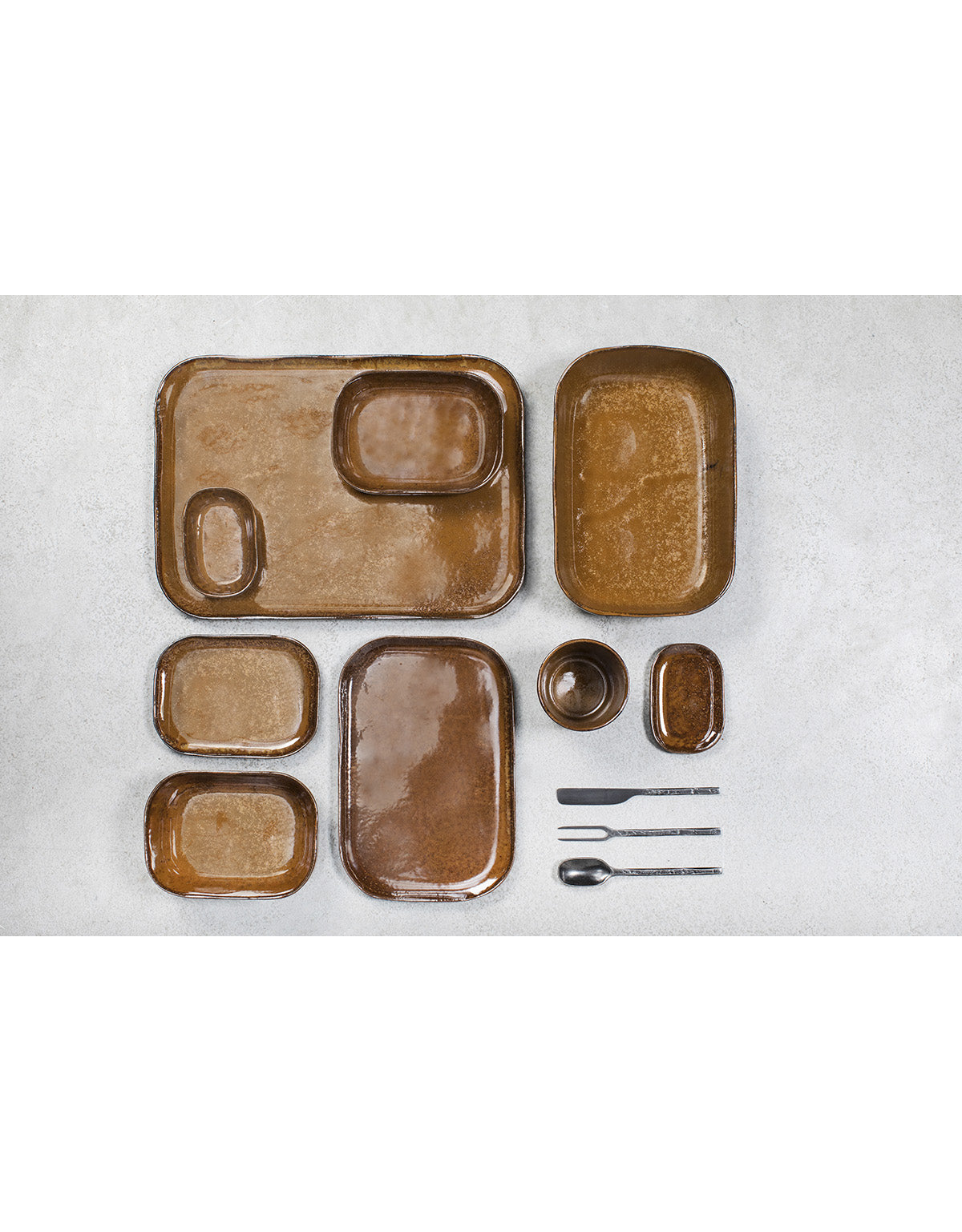 Assiette Rectangulaire Ocre / Brun